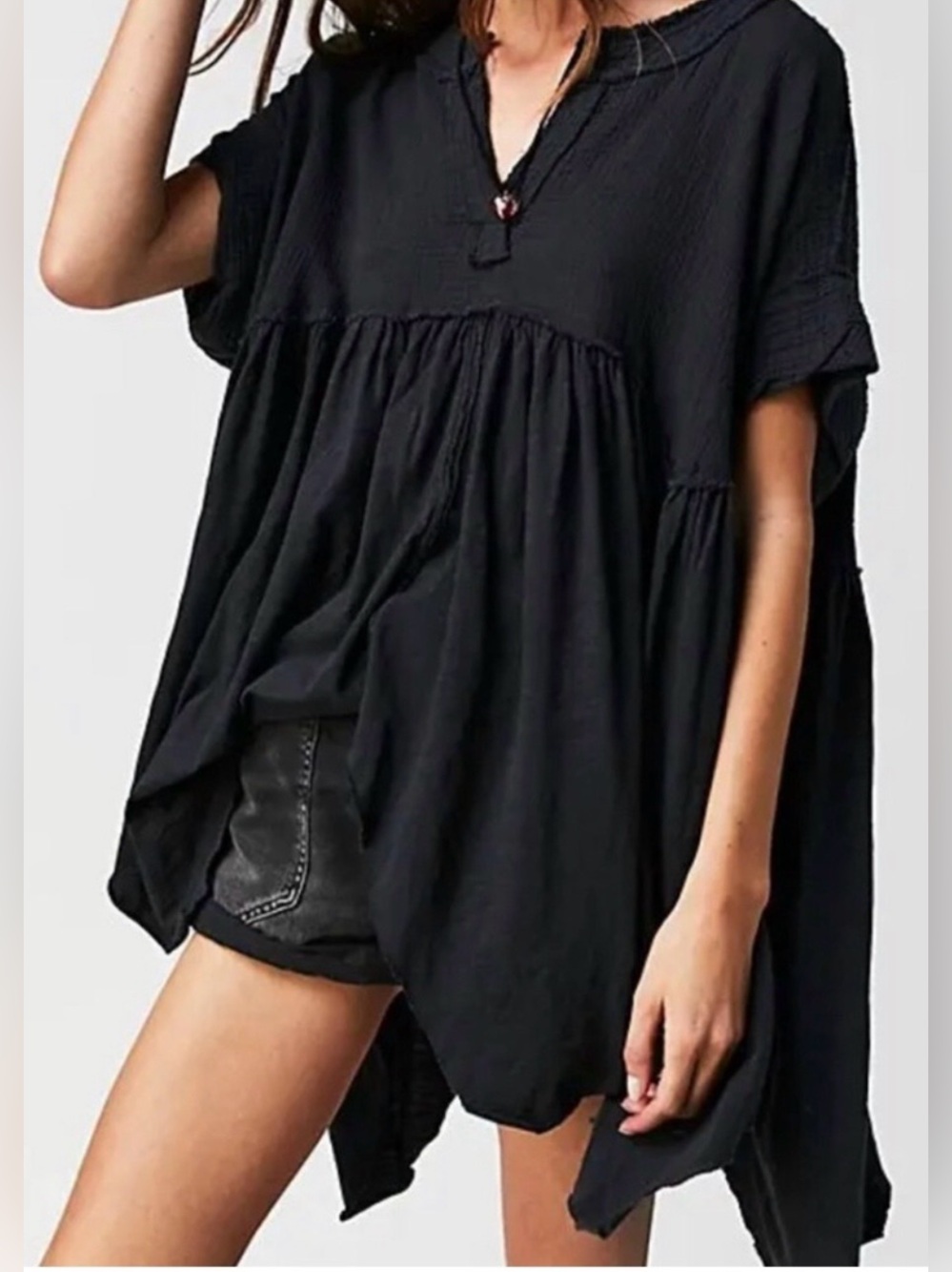 Free People Black Sugar Rush Asymmetrical Babydoll Tunic